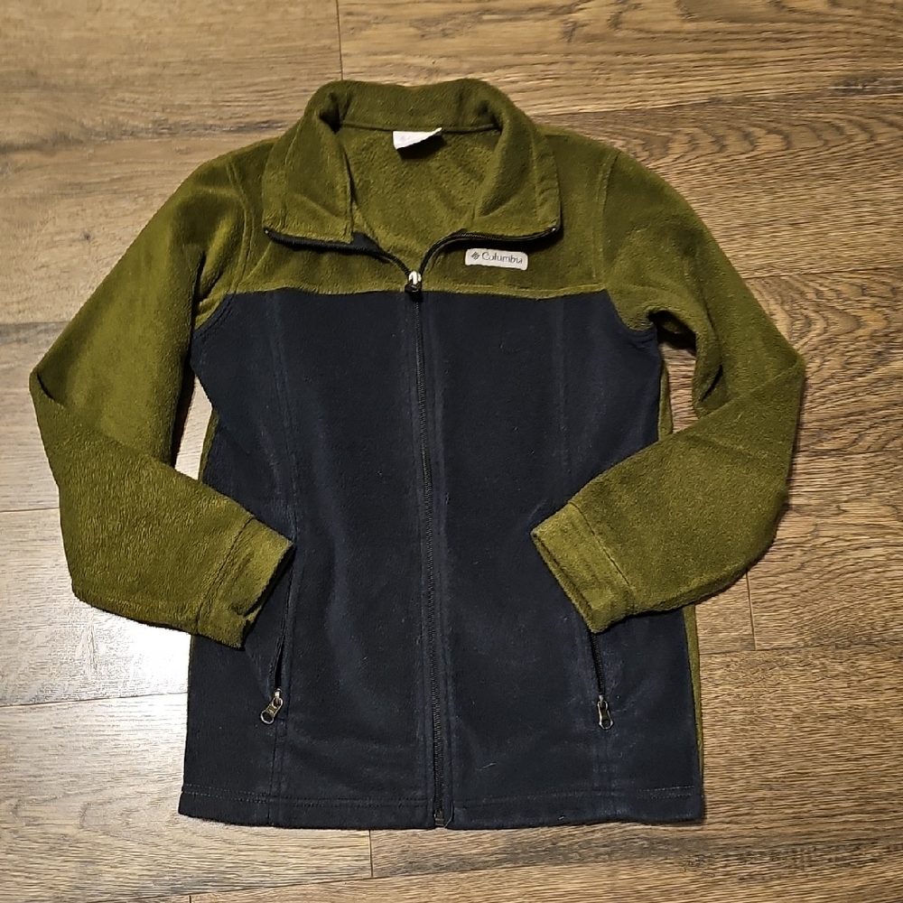 Columbia Jacket Kids Green Blue Fleece Medium Boy Girl Outerwear Coat